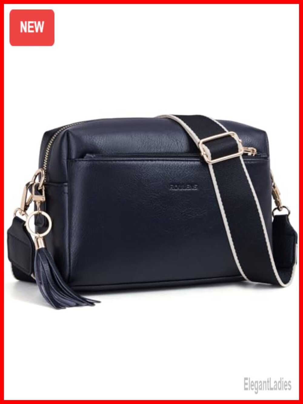 Roulens Triple Zip Small Crossbody Bag for Women, Vegan PU Leather Shoulder